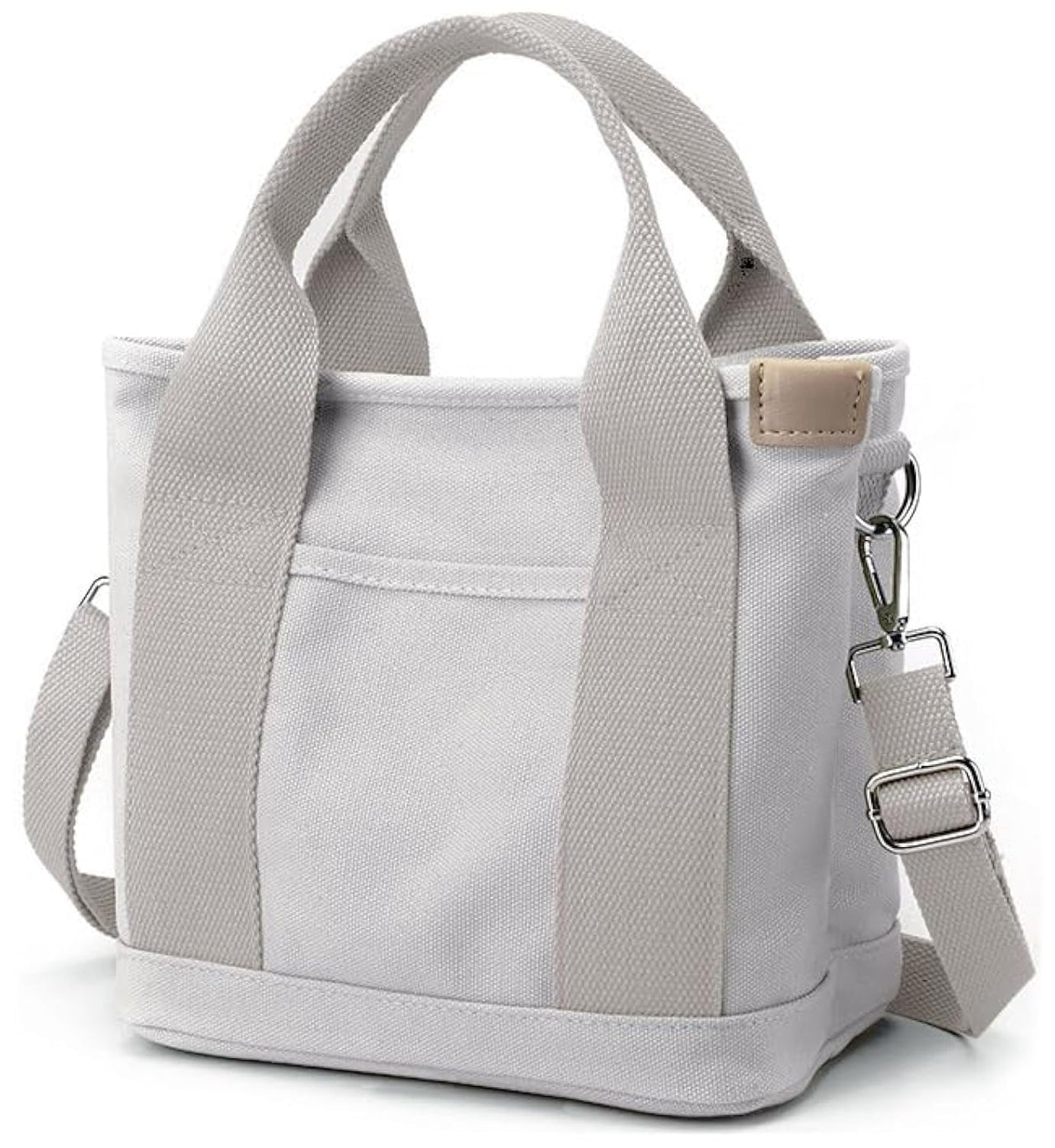 Halemet Light Grey Canvas Shoulder Bag, Small Tote Bag with Zipper for Women, 9.0' x 5.9' x 8.3' (L x W x H), 14.1 oz, Polyester, Heart Pattern, Lightweight, Occasions Variable
