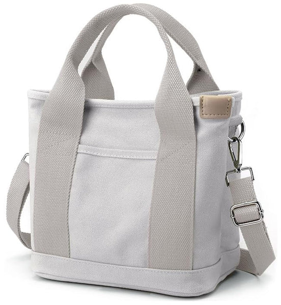 Halemet Light Grey Canvas Shoulder Bag, Small Tote Bag with Zipper for Women, 9.0' x 5.9' x 8.3' (L x W x H), 14.1 oz, Polyester, Heart Pattern, Lightweight, Occasions Variable
