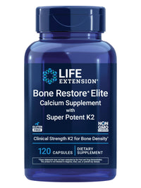 Thumbnail for Life Extension Bone Restore Elite Calcium Supplement with Super Potent K2, Calcium, Vitamin D3, Magnesium, Boron, zinc, Vitamin K2, for Bone Health, Gluten-Free, Non-GMO, 120 Capsules