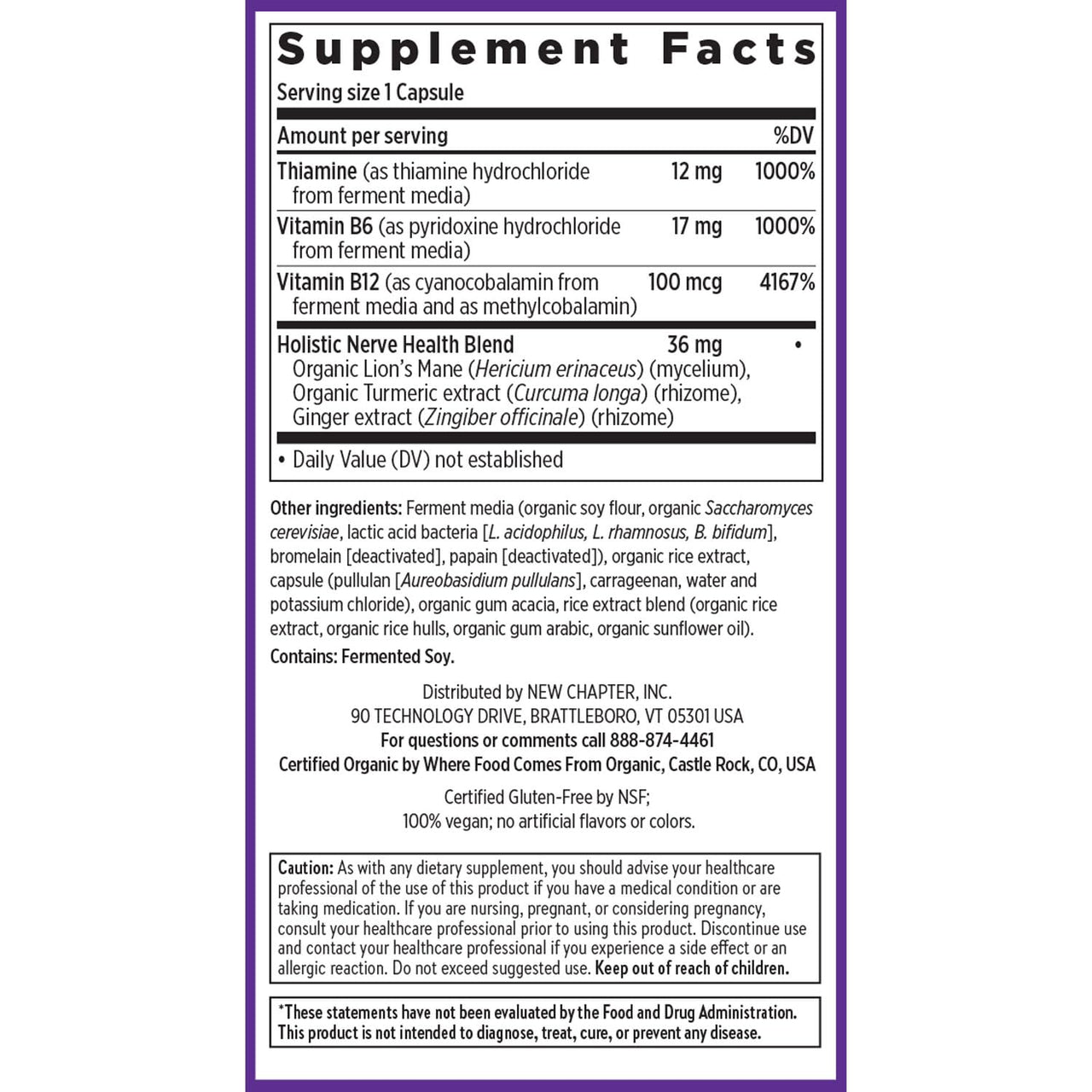 New Chapter Nerve Health Supplement for 3-in-1 Support from Head to Toe - Vitamin B1 Generates Energy for Nerves, Vitamin B6 Enhances Healthy Transmission, Vitamin B12 Builds Insulation, 30ct