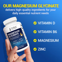 Thumbnail for Dr. Berg Magnesium Glycinate with Vitamin D, B6 & Zinc for Stress Relief, Calm, Relaxation, & Good Sleep* - 120 mg Per Magnesium Supplement Capsule - Chelated Magnesium Glycinate - 150 Caps