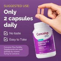 Thumbnail for CONCEIVE PLUS Womens Fertility Support – Prenatal Multivitamin for Trying to Get Pregnant – Conception Blend, Hormonal Balance, Folate, Zinc, Thiamin, Riboflavin, Biotin – Non-GMO, Vegan – 30 Days