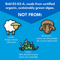 Thumbnail for Bold Botanica Vitamin D3-K2-A Liquid Drops for Adults and Kids â€“ 2500 IU Vegan D3 from Algae with K2 (MK7) & A, 3-in-1 Complex for Immune, Bone & Heart Support, Orange Flavor â€“ 1 FL OZ, 60 Servings