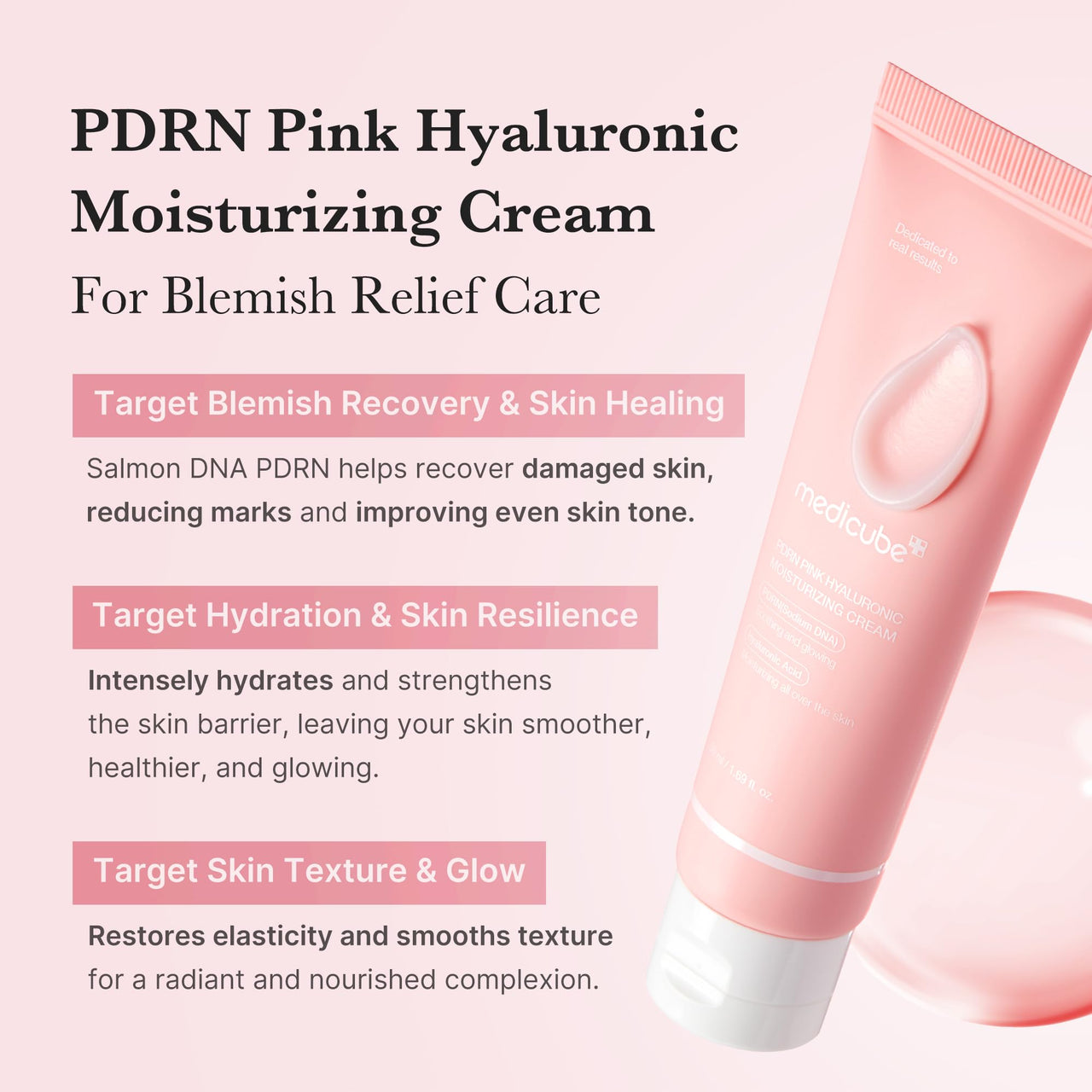 medicube Salmon DNA PDRN Pink Hyaluronic Moisturizing Cream | Blemish Relief & Hydrating Care | Restores Skin Elasticity & Glow | Korean Skincare, Even Skin Tone & Pore Care | 50ml / 1.69 fl.oz.