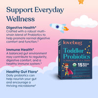Thumbnail for Lovebug Kids Probiotic Powder with Prebiotic Fiber - Toddler Immunity Support & Constipation Relief - USDA Organic Probiotics for Childrens Gut & Digestive Health (Ages 1-4) - 30 Pack (Unflavoured)