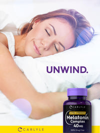 Thumbnail for Carlyle Melatonin 40mg Complex | 150 Fast Dissolve Tablets | Extra Strength Support | with Ashwagandha and Chamomile | Vegetarian, Non-GMO, Gluten Free Supplement