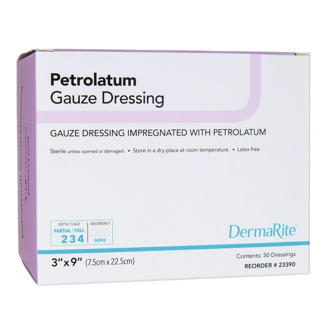 Dermarite Industries Petrolatum Gauze Dressing, 3x9, 50 Count