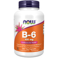 Thumbnail for NOW Foods Supplements, Vitamin B-6 (Pyridoxine HCl) 100 mg, Cardiovascular Health, 250 Veg Capsules