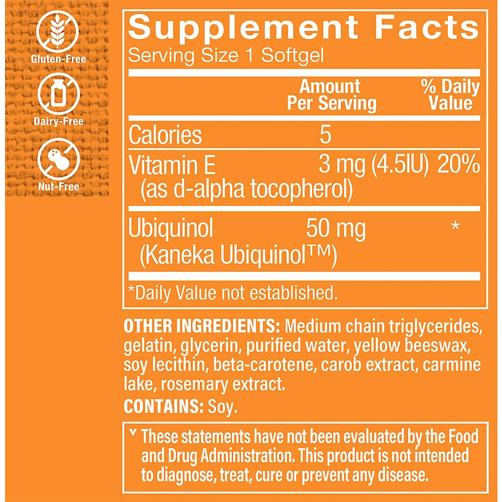 The Vitamin Shoppe Ubiquinol CoQ-10 50mg Beneficial for Those (60Softgels)
