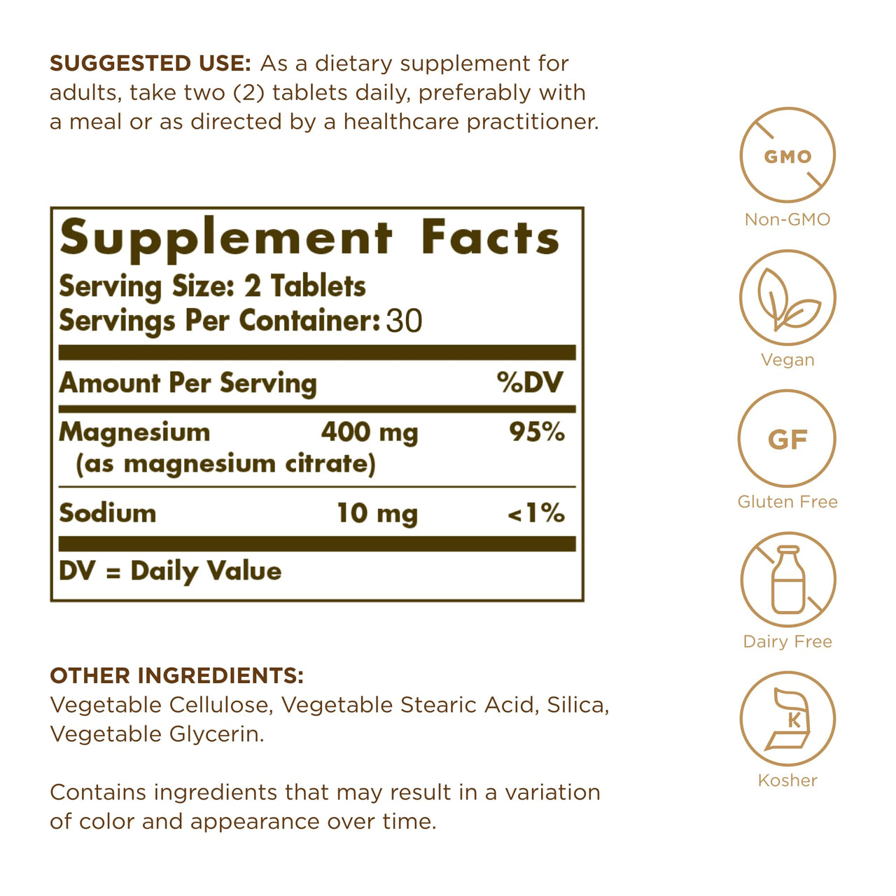 Magnesium Citrate - 60 Tablets
