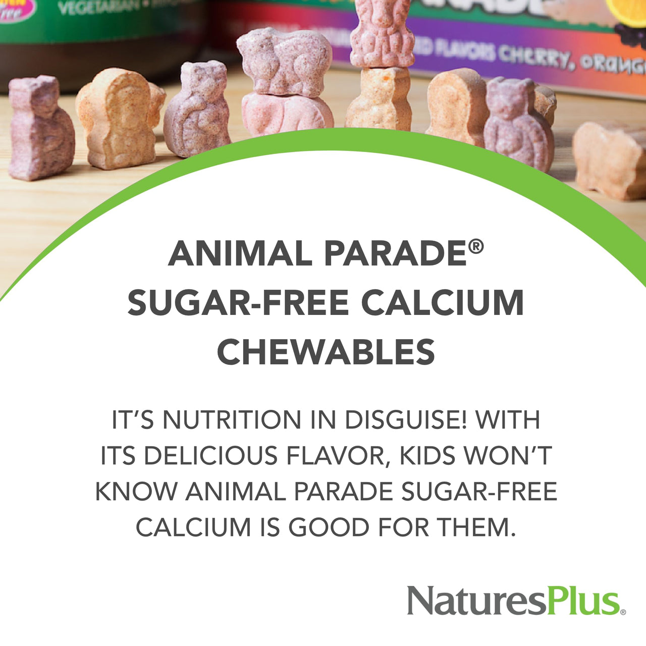 NaturesPlus Animal Parade Sugar-Free Children's Calcium, Vanilla Sundae Flavor - 90 Chewable Animal Shaped Tablets, Pack of 2 - Magnesium for Bone Health - Gluten Free - 90 Servings