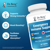 Thumbnail for Dr. Berg Emergency Immune Support w/Echinacea - Potent Blend of Herbal Extracts (Warning: Strong Herbal Smells) - Immune Support Supplement Includes 2,000 IUs of Vitamin D & 10mg of Zinc - 60 Tablets
