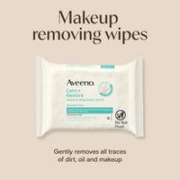 Thumbnail for Aveeno Calm + Restore Unscented Makeup Remover Face Wipes, Fragrance Free Facial Cleansing Towelettes with Oat Extract & Calming Feverfew Leave Skin Feeling Soothed, Alcohol Free, 25 ct