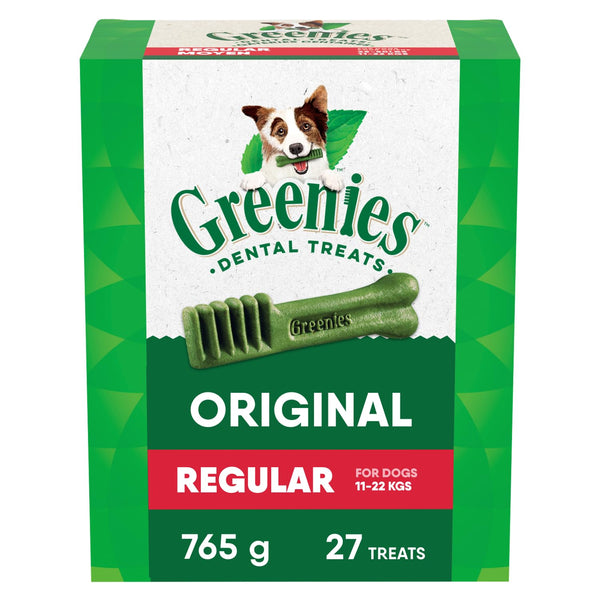 Greenies Veterinarian-Recommended Adult Natural Dental Dog Treats Regular Size, Dog Dental Chews, Original Flavor, 27 oz. Pack, 27 Count