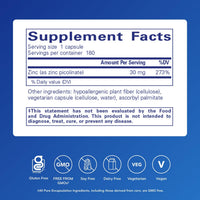 Thumbnail for Pure Encapsulations Zinc 30 mg - Supplement for Immune System Support, Growth and Development, and Wound Healing* - with Zinc Picolinate 30 mg - 180 Capsules