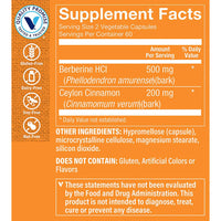 Thumbnail for The Vitamin Shoppe Berberine Ceylon Cinnamon Supports Blood Sugar (120 Vegetable Capsules)