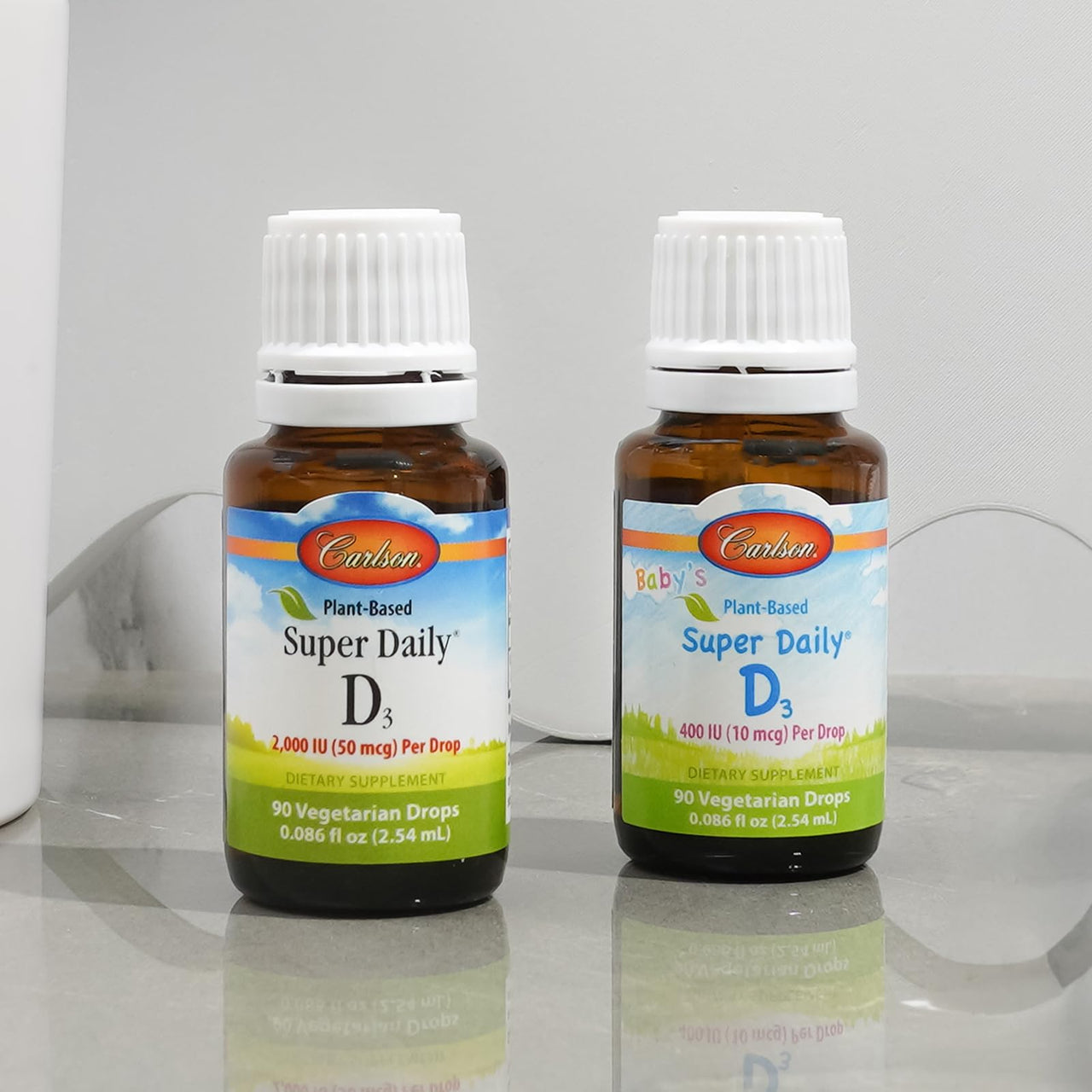 Carlson - Plant-Based Super Daily D3 2000 IU (50 mcg) per Drop, Vegetarian Vitamin D Drops, Liquid Vitamin D3, Sourced from Algae, Unflavored, 90 Drops (2.54 mL)