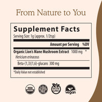 Thumbnail for Real Mushrooms Lions Mane Powder - Organic Mushroom Extract for Cognitive Function Immune Support Brain Supplements Memory and Focus Vegan Supplement, 150 Servings