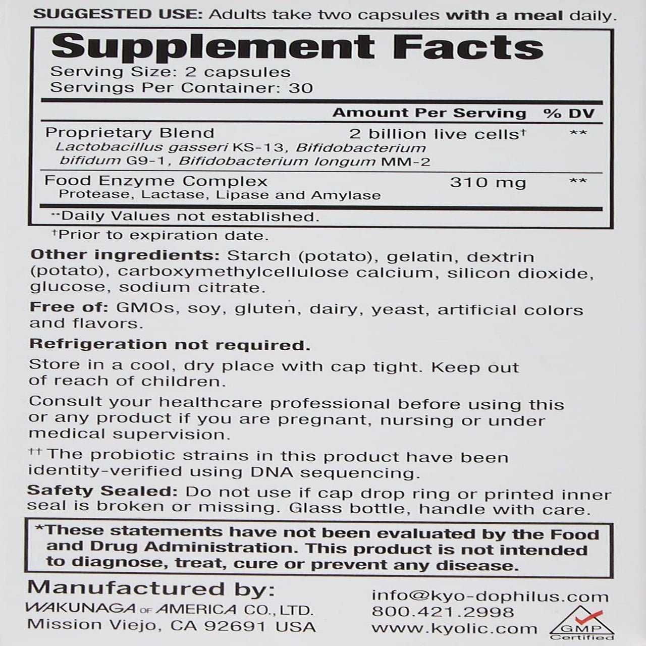 Kyolic Kyo-Dophilus Enzymes+ Probiotic, Nutrient Digestion and Gut Health*, 60 Capsules