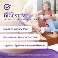 Thumbnail for Doctors Best Womens Digestive Probiotic Prebiotic with Cranberry and PreforPro (4 Billion CFU), Supports Urinary Tract, Non-GMO, Vegan 30 Veggie Caps