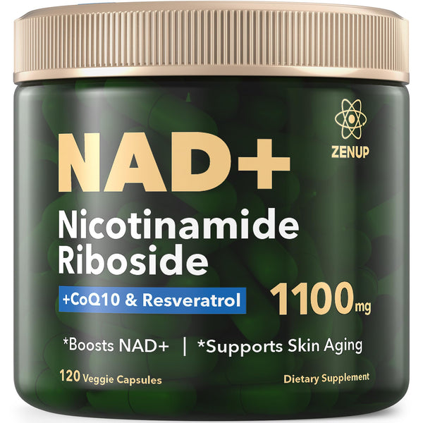ZenUP NAD+ Supplement | 1100mg Liposomal Nicotinamide Riboside with Resveratrol & Quercetin | Anti-Aging, Cellular Energy, Mental Focus | 120 Caps