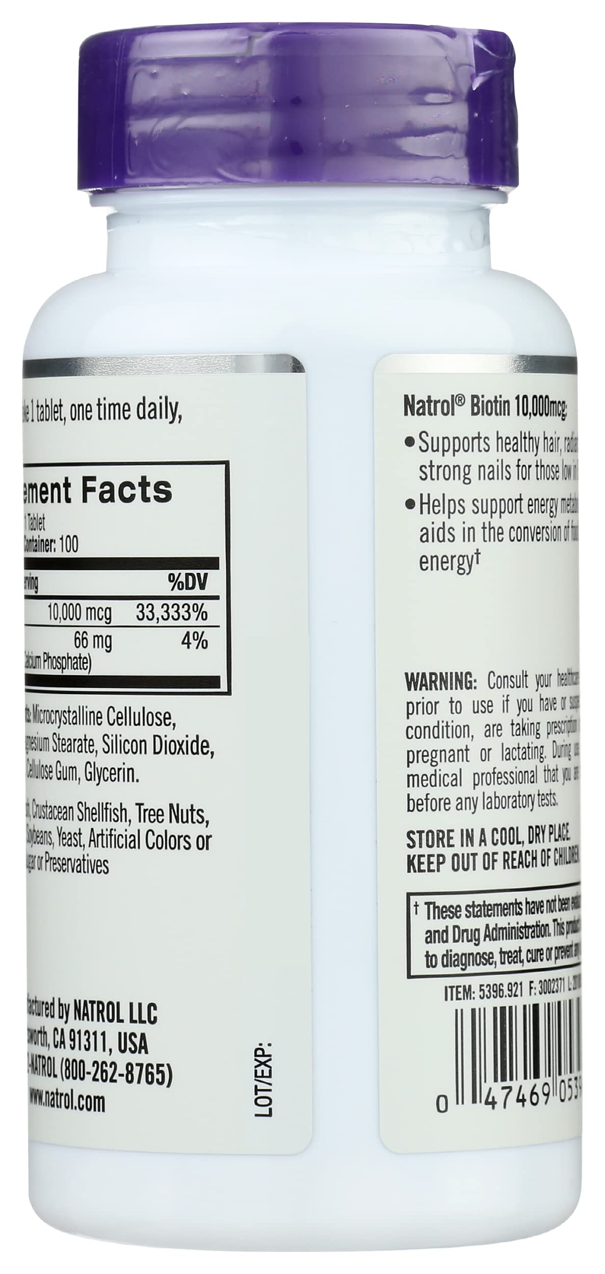 Natrol Biotin Max 10000 Mcg, 100 Tablets