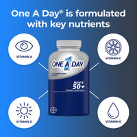 Thumbnail for One A Day Menâ€™s 50+ Multivitamins, Supplement with A, C, D, E and Zinc for Immune Health*, Calcium & More, 100 Tablets