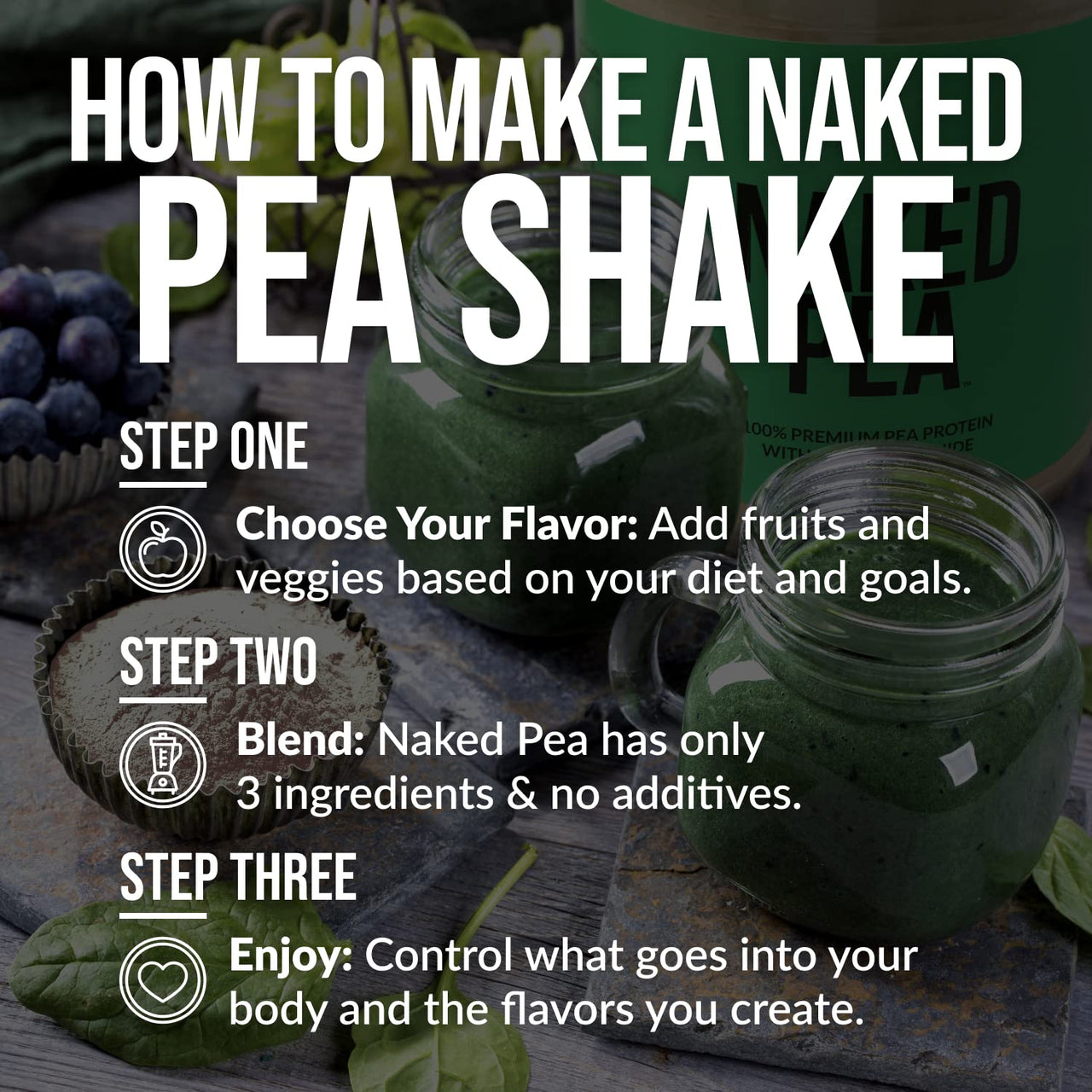 NAKED Chocolate Pea Protein Isolate 5LB Bulk Pure Micronized Creatine Monohydrate 500g (100 Servings) – Plant-Based; Vegan; Non-GMO; Gluten Free; Soy Free; Lactose Free