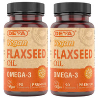 Thumbnail for DEVA Organic Vegan Vitamins Flax Seed Oil - Rich in Omega-3, Cold-Pressed & Unrefined - 90 Capsules, 2-Pack