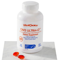 Thumbnail for Vital Choice MSC Om3 Ultra+D Concentrated Omega-3 Fish Oil and Vitamin D3 Dietary Supplement, 180 Softgels