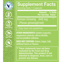 Thumbnail for The Vitamin Shoppe Korean Ginseng Whole Root 648mg - Energy Vitality & Stamina | Adaptogenic Herb | 60 Capsules | Panax Ginseng