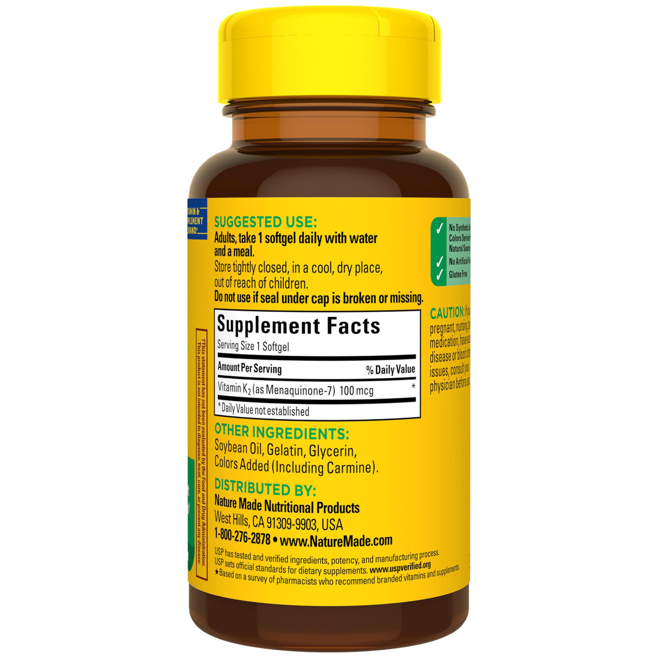 Nature Made Vitamin K2 100 mcg, Healthy Bone Supplements, Vitamin K2 Supplement, 30 Softgels, 30 Day Supply