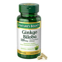 Thumbnail for Nature's Bounty Ginkgo Biloba Capsules 120mg, Memory Support Supplement, Supports Brain Function and Mental Alertness, 100 Capsules