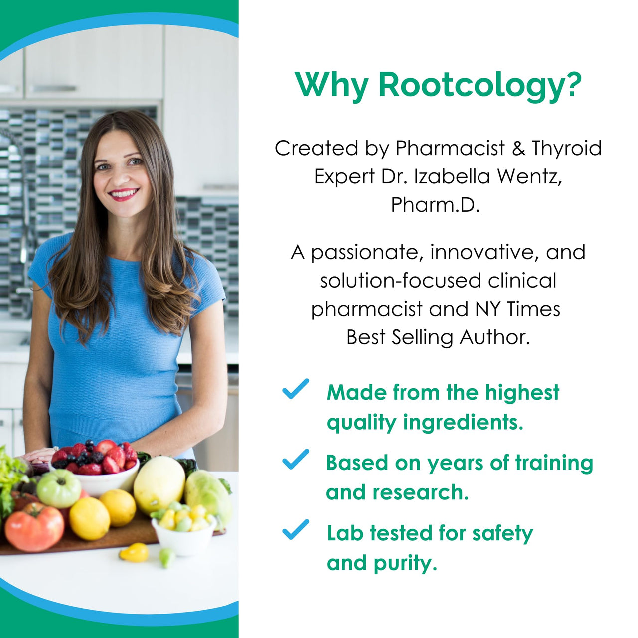 Rootcology by Dr. Izabella Wentz | Organic Pea Protein | USDA Certified Organic Pea Protein with 20g Plant Protein per Serving | Natural Vanilla Flavor | 454g / 15 Servings