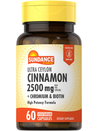 Thumbnail for Sundance Ceylon Cinnamon Capsules | 60 Pills | with Chromium and Biotin | Vegetarian, Non-GMO, and Gluten Free Supplement