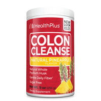 Thumbnail for Health Plus Colon Cleanse Digestive Support | No Artificial Flavors | Daily Fiber for Toxin Elimination to Reduce Bloating | Psyllium Husk | Pineapple Flavor | 9 Ounces, 36 Servings
