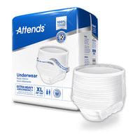 Thumbnail for Attends Care Disposable Pull On Unisex Adult Absorbent Underwear with Tear Away Seams, X-Large, Moderate Absorbency, 4 Bags per Case