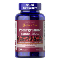 Thumbnail for Puritan's Pride Premium Pomegranate Extract 250mg, Dietary Supplement for Antioxidant Health and Healthy Aging Program, 40% Ellagic Acid,120 Rapid Release Capsules (Packaging May Vary)