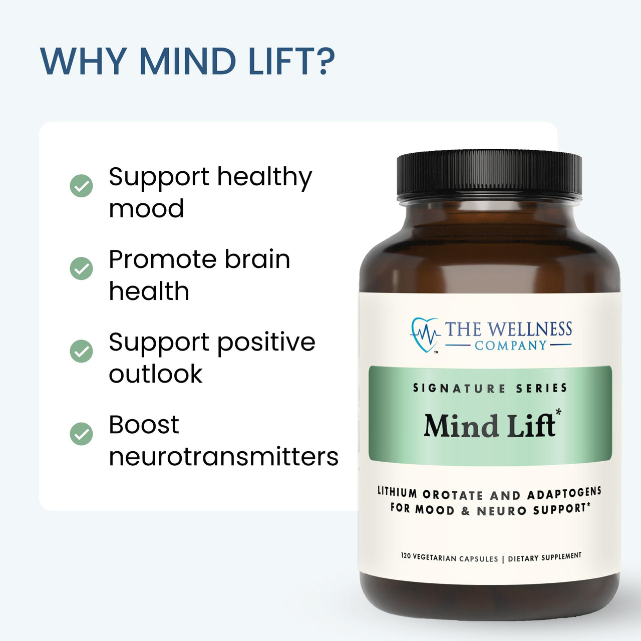 Mind Lift - Mood Boost, Mental Focus, Cognitive Defense - Lithium, GABA, DHA L-Phenylalanine | 120ct (2 Month Supply)