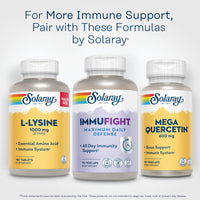 Thumbnail for SOLARAY Immufight Maximum Daily Defense, All Day Immune Support, Vitamin C, Vitamin D, Zinc, Probiotics, Monolaurin, Acerola & More, Vegan & Gluten Free, 60 Day Guarantee, 30 Servings, 90 VegCaps