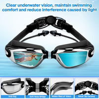 Thumbnail for Foilswirl 8 Pcs Swimming Equipment Kit Anti Fog Swim Goggles Paddle Hand Cap Nose Cover Training Hand Paddles with Adjustable Straps for Lap Men Women(Black)