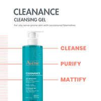 Thumbnail for Avène Cleanance Cleansing Gel Soap Free Cleanser for Acne Prone, Oily, Face & Body, 13.5 Oz