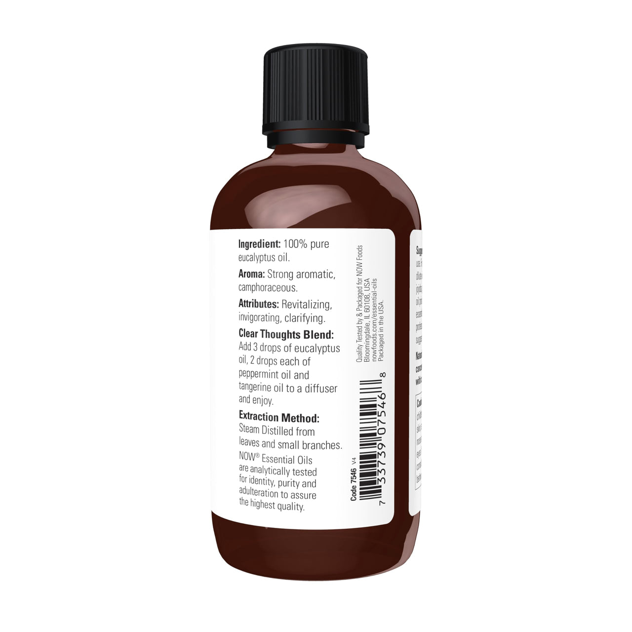 NOW Essential Oils, Eucalyptus Oil, Clarifying Aromatherapy Scent, Steam Distilled, 100% Pure, Vegan, Child Resistant Cap, 4-Ounce