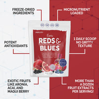 Thumbnail for PEScience Exotic Reds & Blues, Red Superfoods Powder with Myo-Inositol, Beet Root Powder, Pomegranate and Acai Extract, Freeze-Dried Antioxidant Fruit Blend, 30 Servings