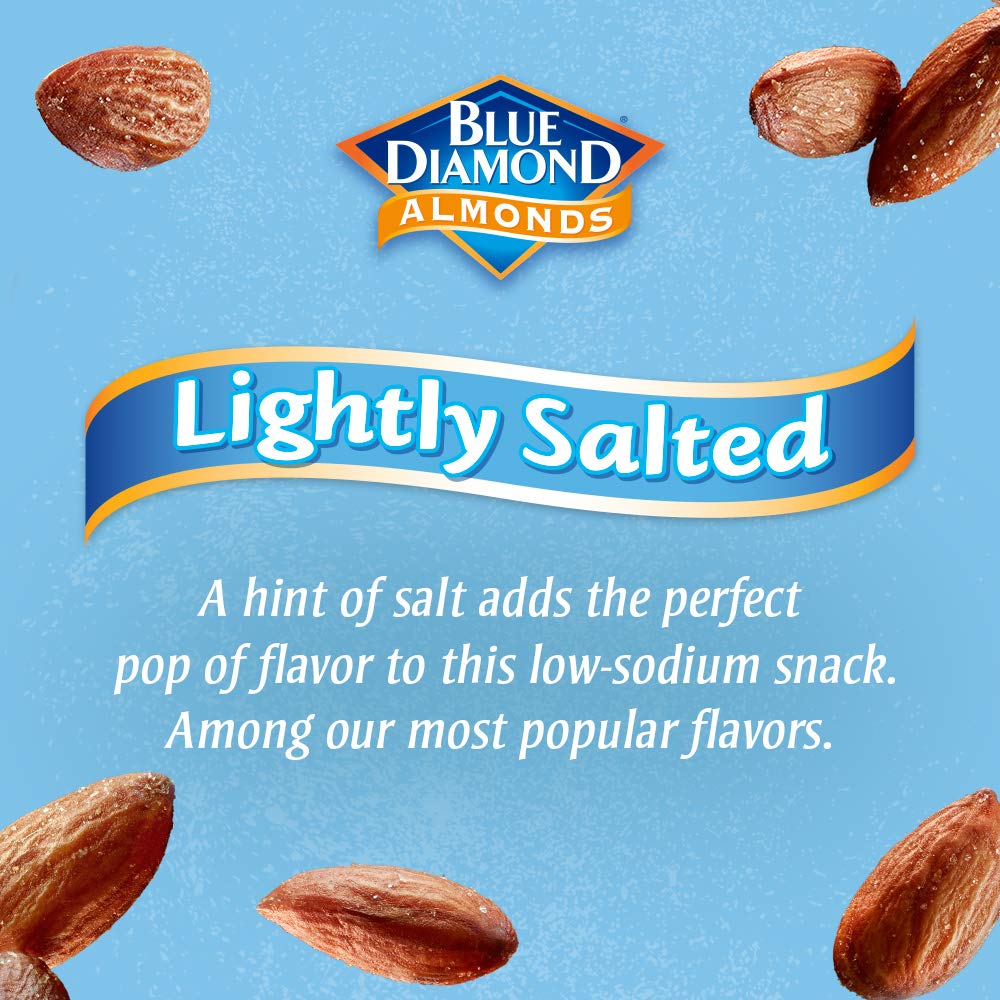 Blue Diamond Almonds Low Sodium Lightly Salted Snack Nuts, 40 Oz Resealable Bag (Pack of 2)