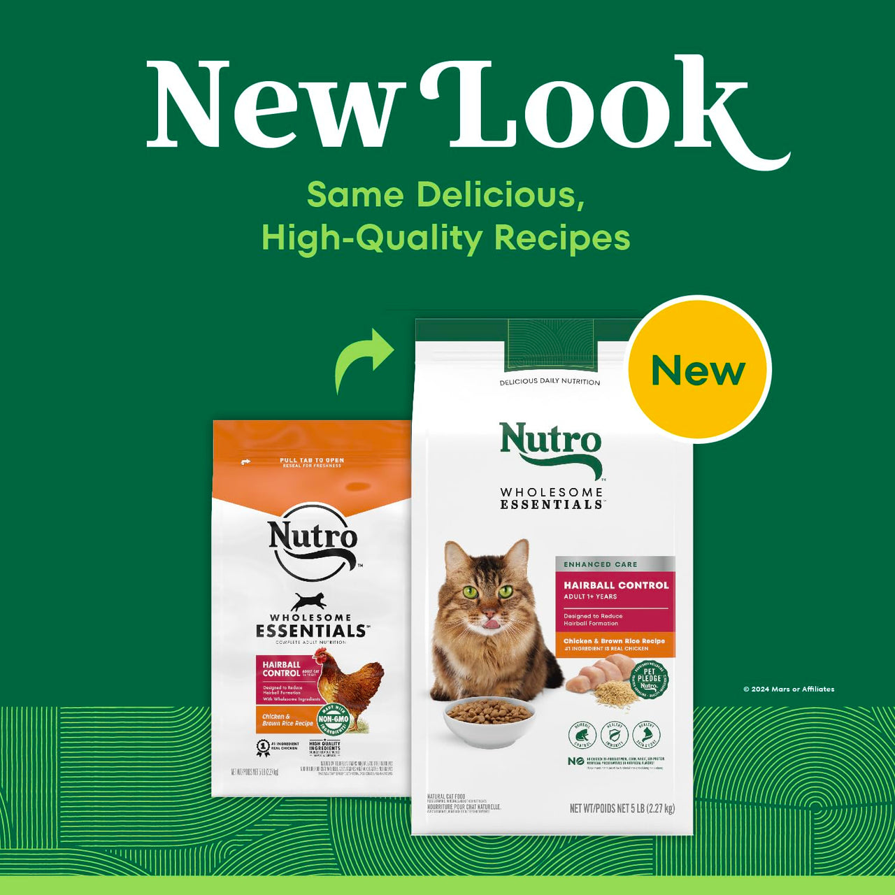 Nutro Wholesome Essentials Hairball Control Cat Food Dry Chicken & Brown Rice Recipe, Dry Cat Food for Adults, 5 lb. Bag