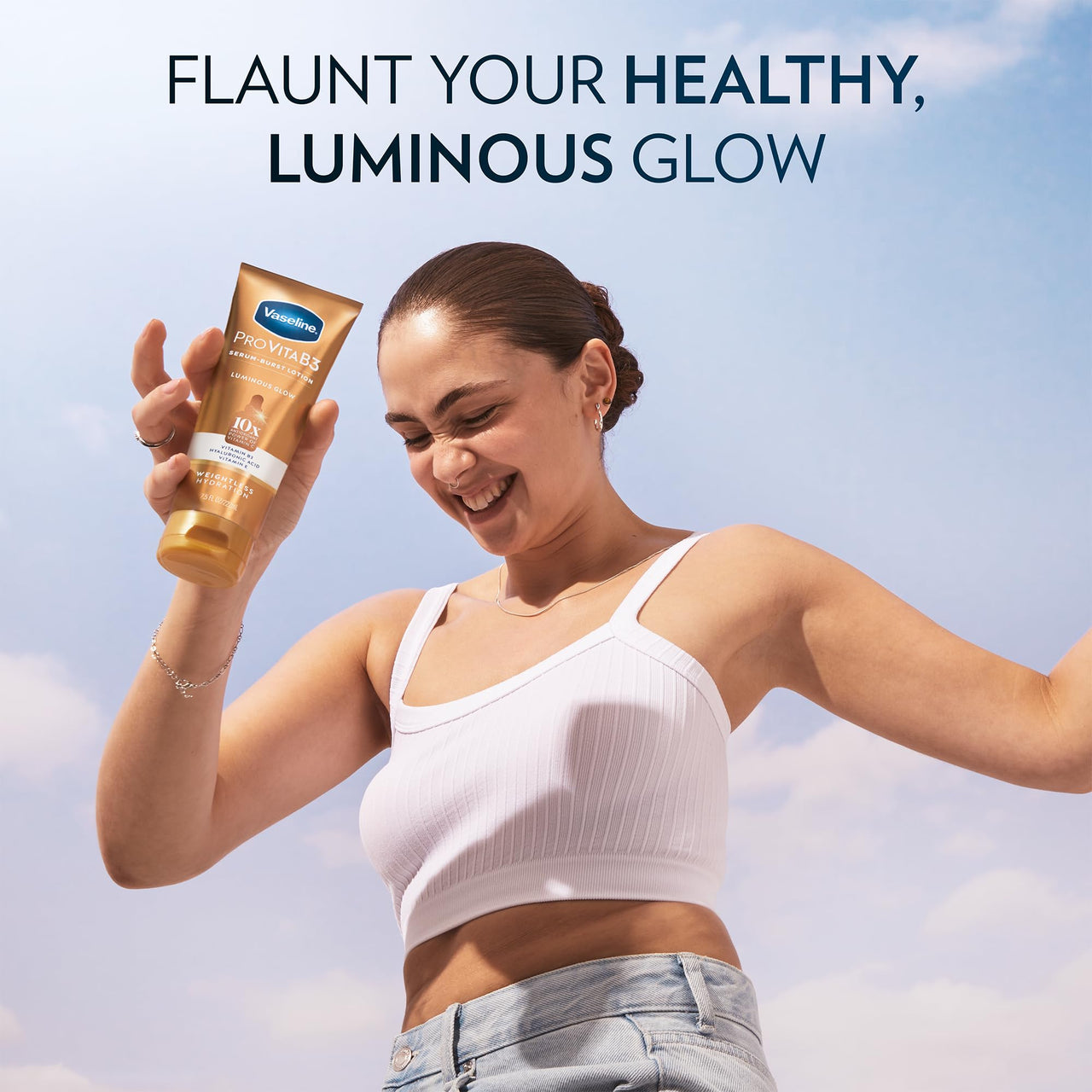 Vaseline Lotion, Pro VitaB3 Serum-Boost, Luminous Glow + Supple & Soft Variety 4-Pack – Weightless Hydration with Niacinamide and Hyaluronic Acid, 7.5 Oz Ea