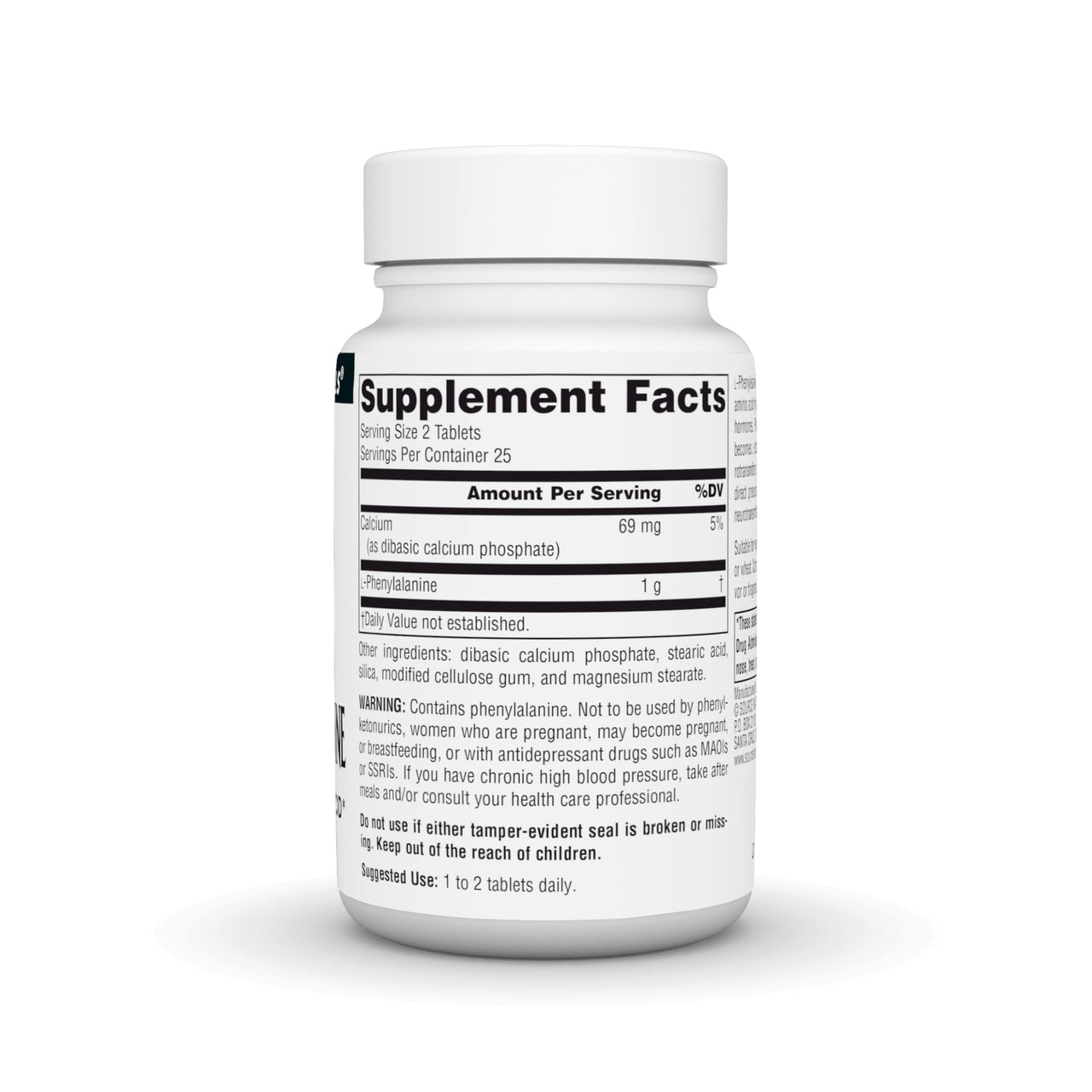 Source Naturals L-Phenylalanine Free Form Essential Amino Acid - 50 Tablets