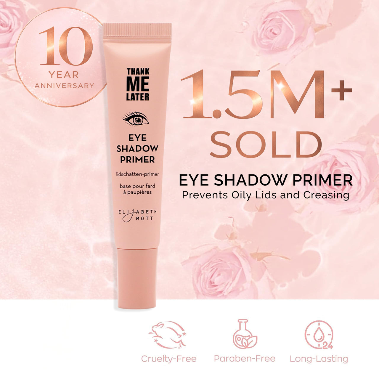 Elizabeth Mott Thank Me Later Eye Primer - Long-Lasting, Eyeshadow Primer Base for Oily Lids & Crease-Free Wear - Smudge-Proof, Lightweight, Cruelty-Free - 10g