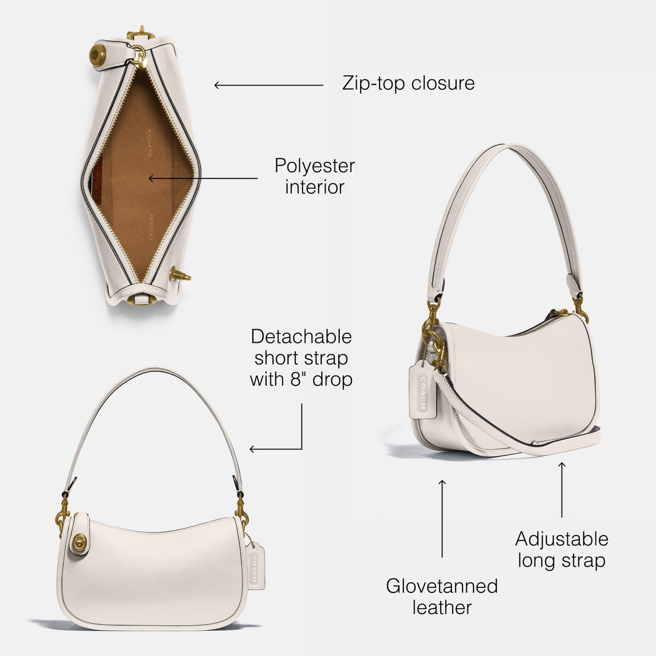 COACH The Originals Glovetanned Leather Swinger Chalk One Size